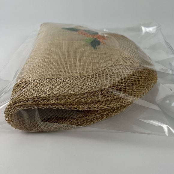 Wicker Straw Placemats Embroidered Carrots Vtg Boho Raffia 19”x13” Oval Set/6 - Picture 14 of 14